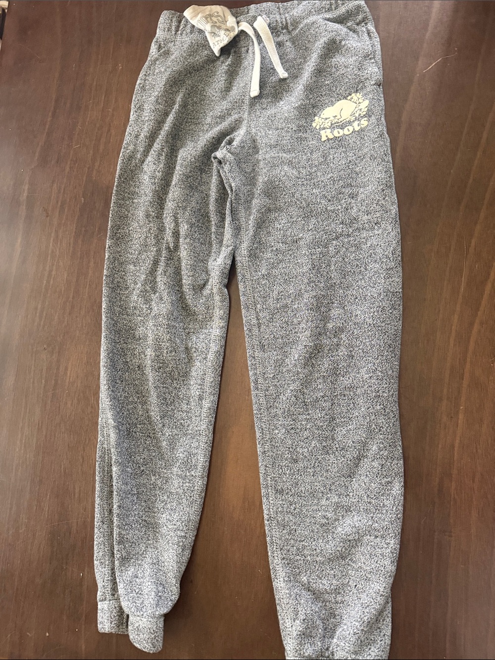 Roots Kids Gray Heather Sweatpants with White Drawstring